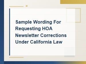 Requesting Hoa Newsletter Corrections Under California Law
