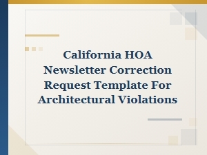 California Hoa Architectural Correction Request Template
