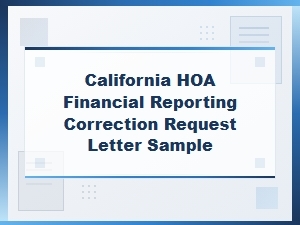 Sample Letter for California Hoa Financial Corrections