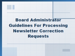 Guidelines for Processing Newsletter Correction Requests