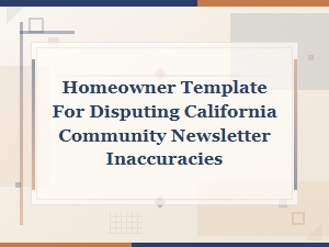 Template for Disputing Ca Community Newsletter Inaccuracies